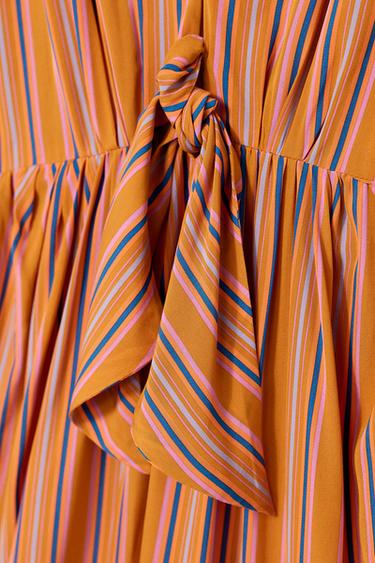 ROBE MIDI RAYURES LIMITED EDITION - Orange de Zara - Image 7