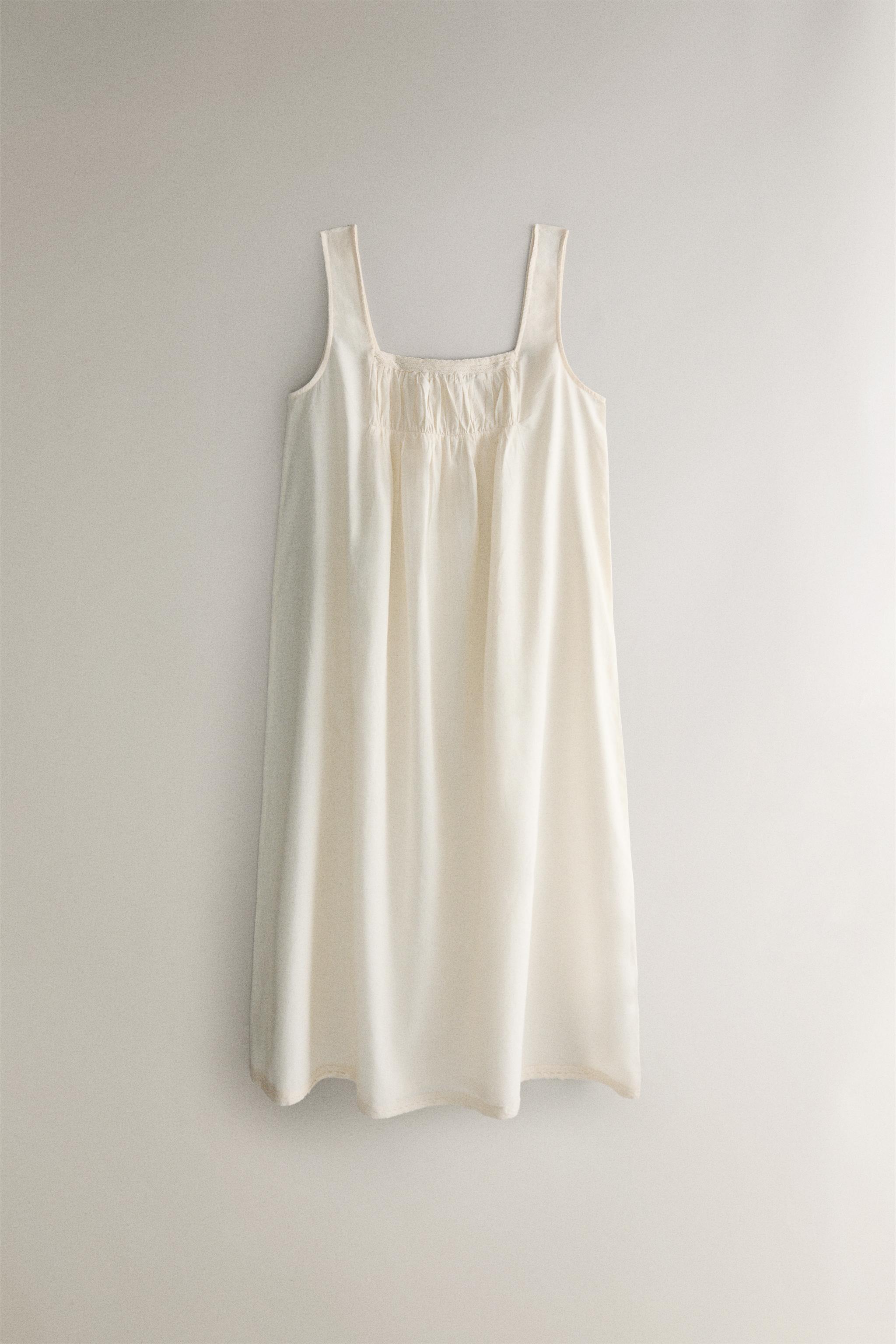 COTTON LACE AND GATHERED NIGHTGOWN - Pink | ZARA United States