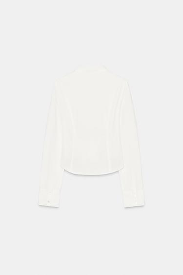 엘라스틱 포플린 셔츠 - Zara 화이트