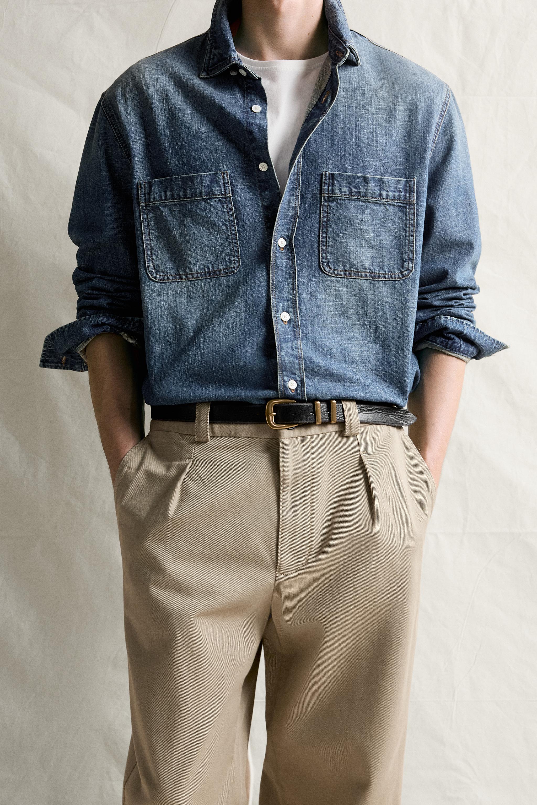 PLEATED STRAIGHT-FIT CHINO PANTS
