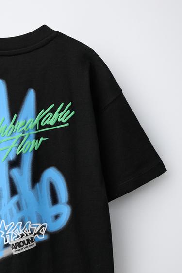 T-SHIRT IMPRIMÉ SPRAY - Noir de Zara - Image 3