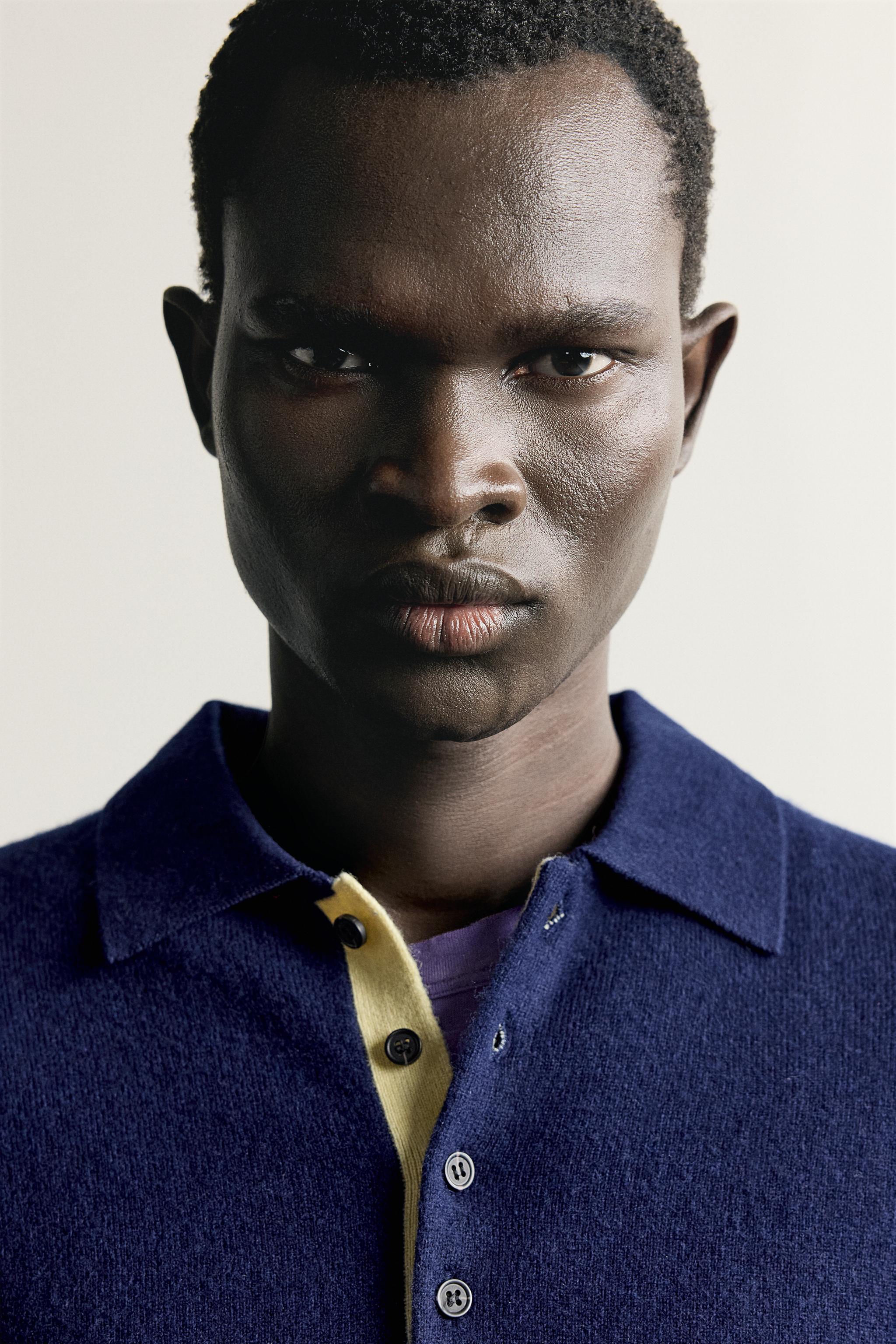 POLO EN MAILLE 100 % LAINE CONTRASTE