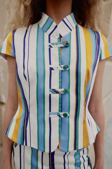 STRIPED TOP WITH FIREMAN CLASP - Multicoloured by Zara - Image 2