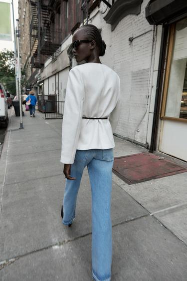 BLAZER COL ROND CEINTURE - Écru de Zara - Image 3