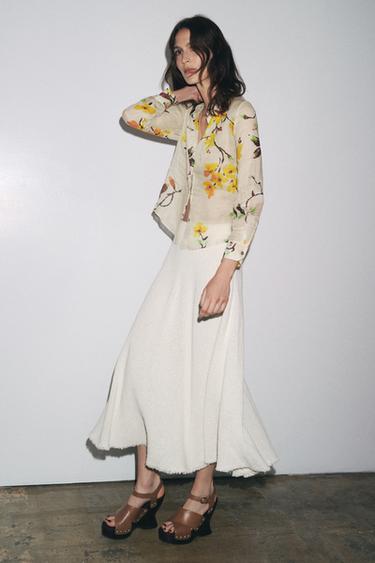 ZW COLLECTION STRUCTURED MIDI SKIRT - Ecru by Zara - Image 5