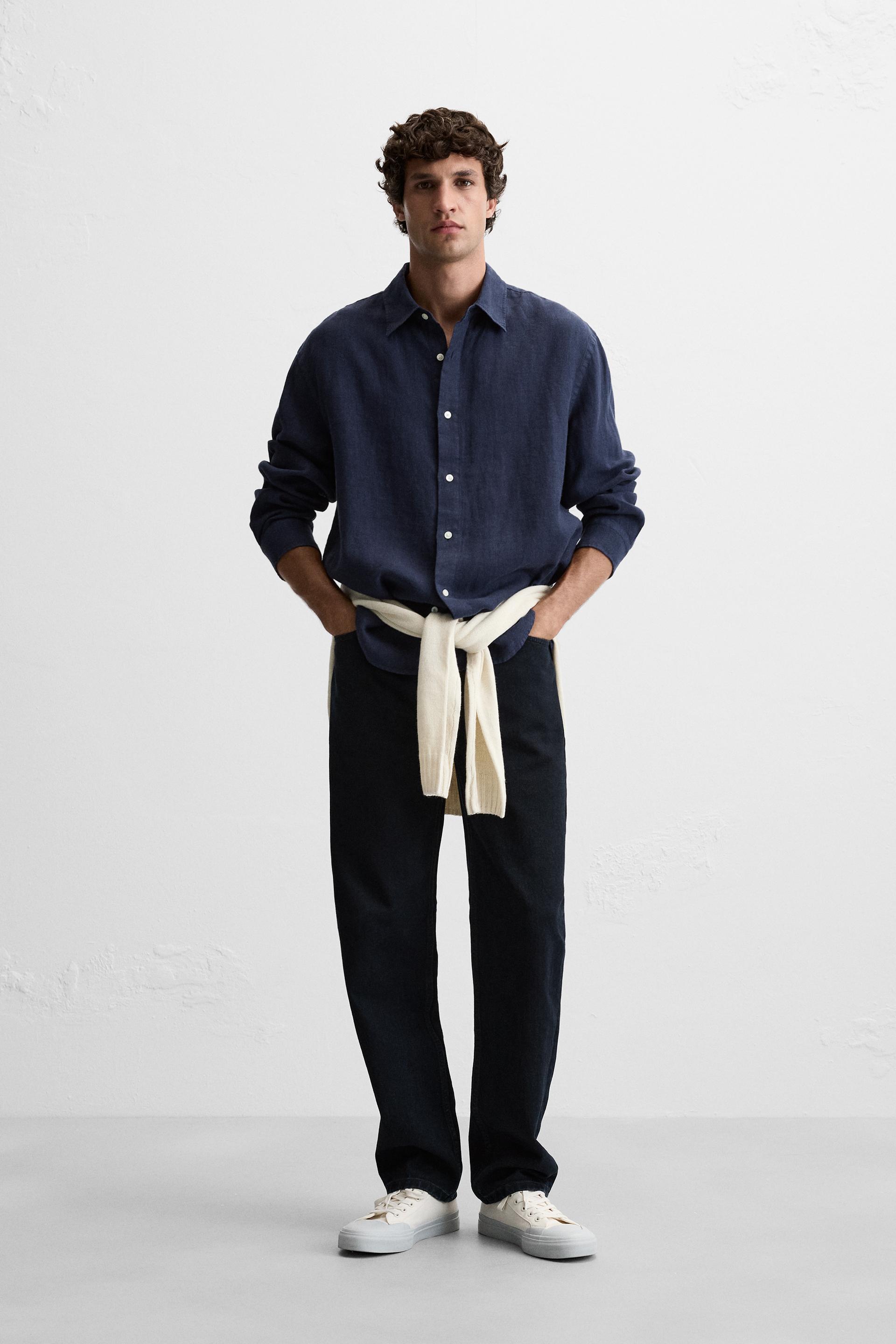 100% LINEN SHIRT - Bluish | ZARA United States