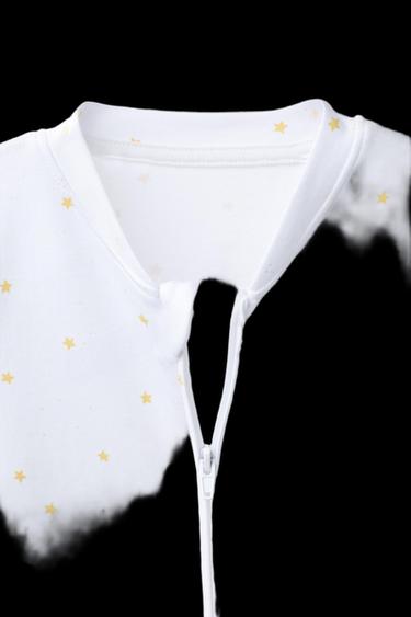 TWO-PACK OF WARM STRIPED AND STAR PRINT SLEEPSUITS WITH CONVERTIBLE FEET - Ecru / Blue by Zara