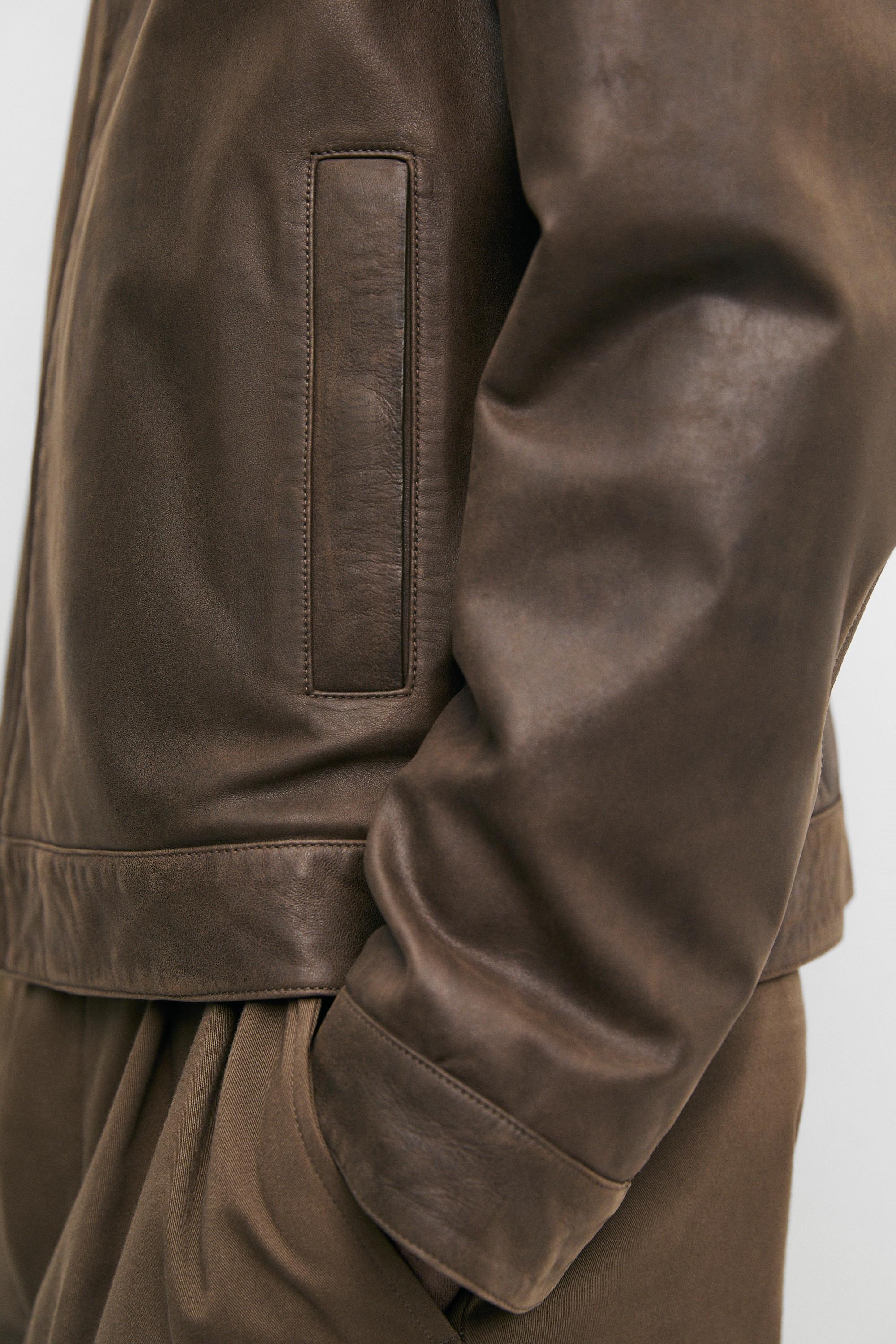Nappa leather jacket with collar detail