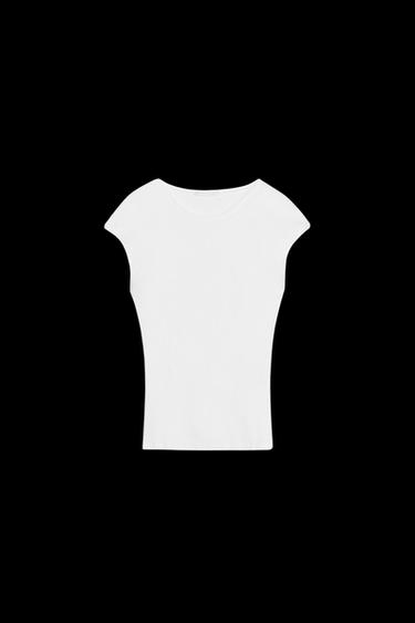 Zara RIBBED T-SHIRT - White - Image 0