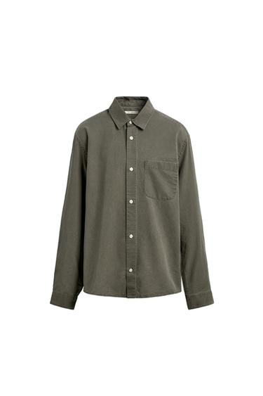 WASHED FLOWING SHIRT - GREEN by Zara
