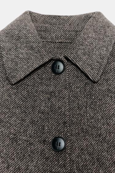 MANTEAU COURT À CHEVRONS - Marron clair de Zara - Image 7