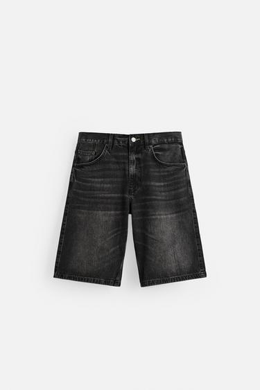 ДЖИНСОВЫЕ ШОРТЫ-БЕРМУДЫ СВОБОДНОГО КРОЯ — ЧЕРНЫЙ от Zara