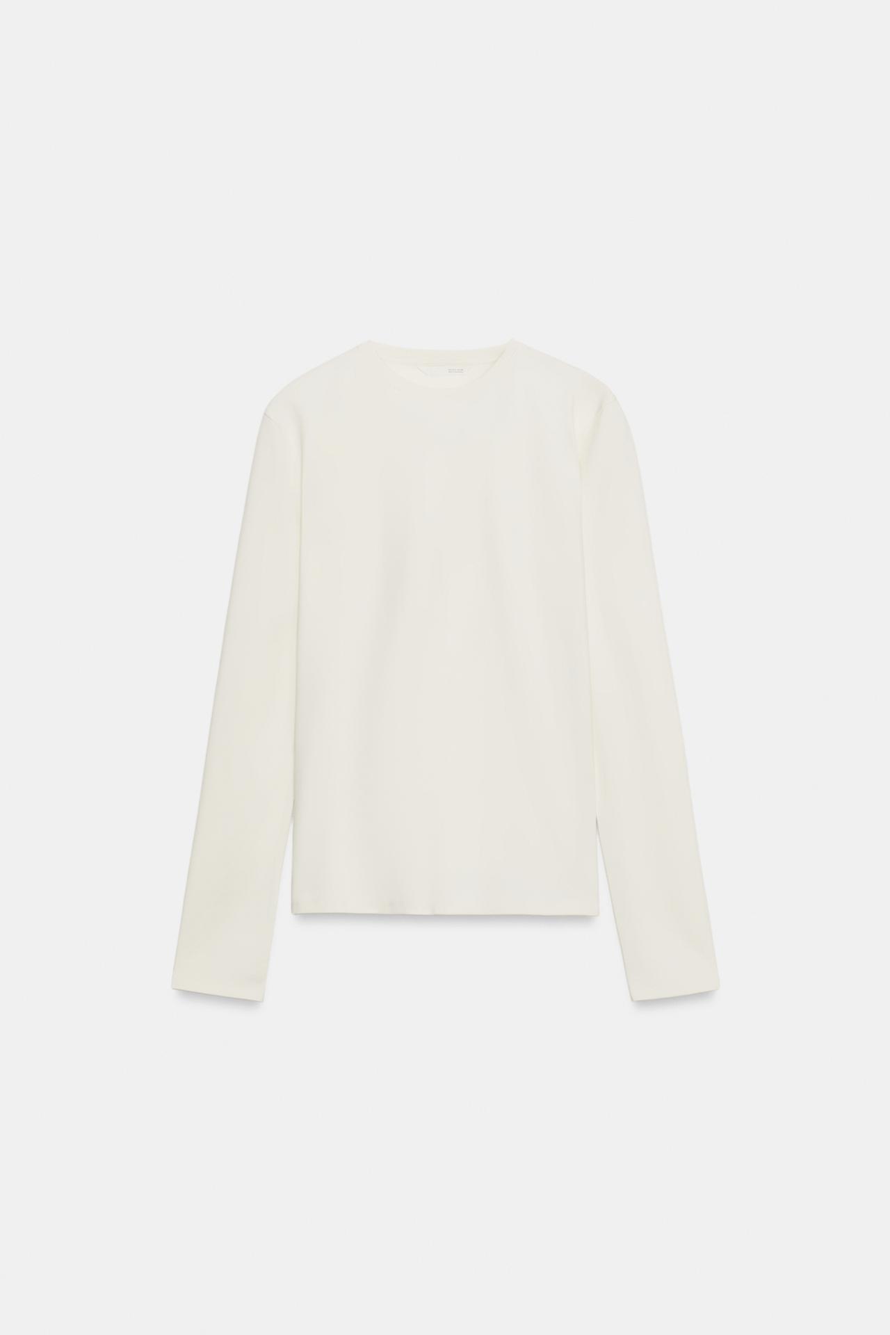 LONG-SLEEVE INTERLOCK T-SHIRT — Ecru