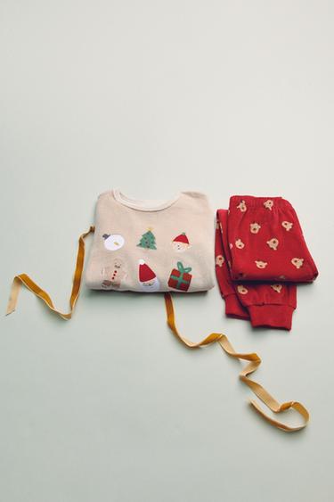 2-6 YEARS / VELOUR REINDEER PYJAMAS - camel by Zara