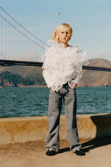 JEANS RECTO EFECTO DESGASTADO - Gris de Zara