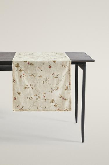 CAMINO DE MESA PRINT FLORAL Y PUNTILLA - Beige de Zara