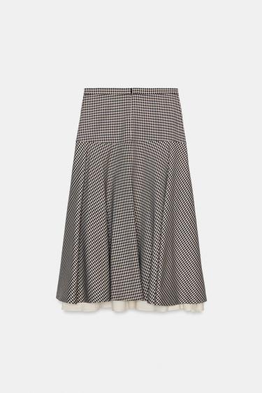 JUPE BIMATIÈRE À CARREAUX ZW COLLECTION - Marron de Zara - Image 5