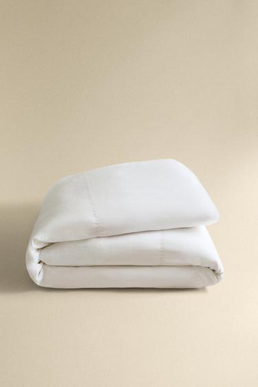 HEMSTITCHED LINEN DUVET COVER - White by Zara - Image 4