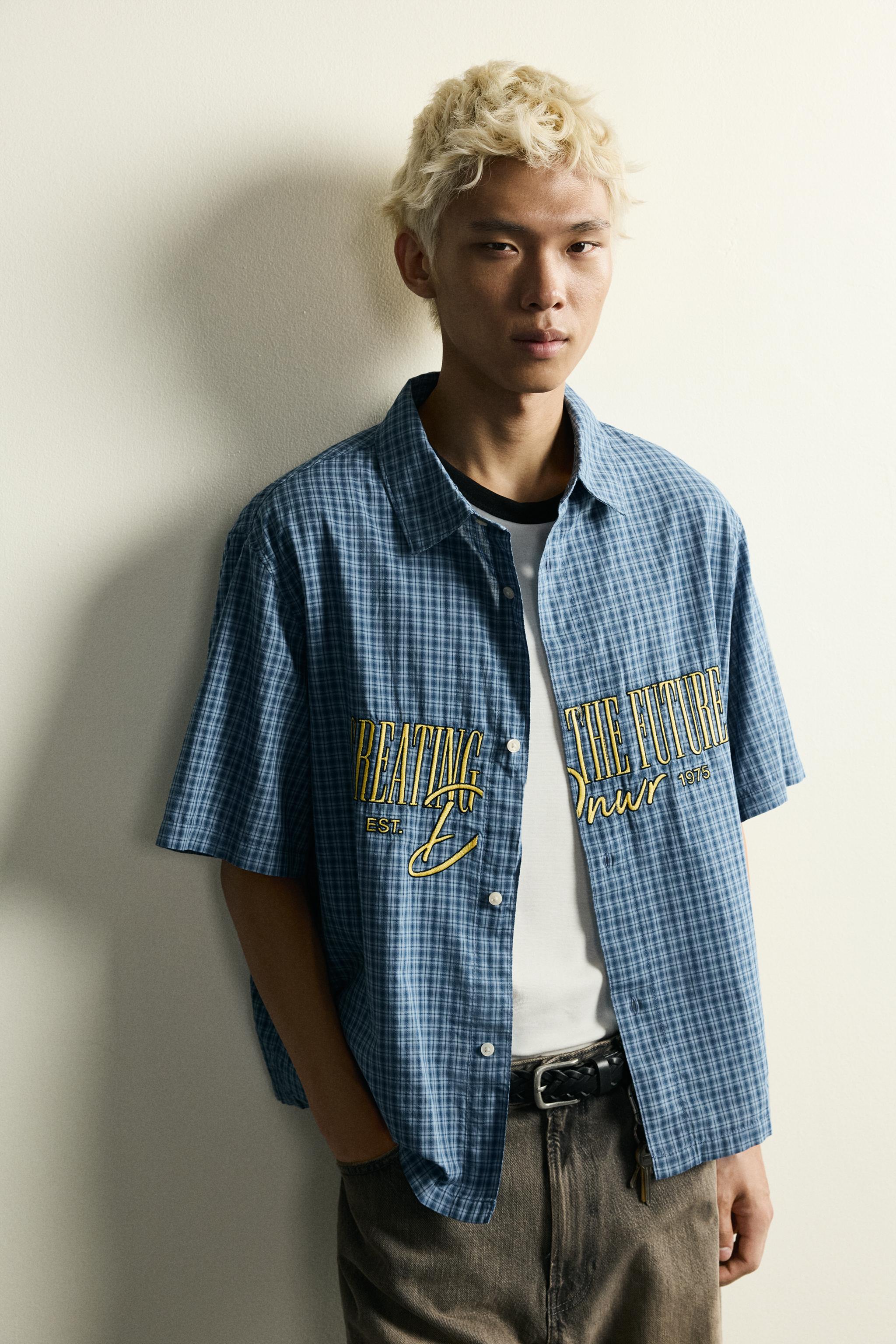 RELAXED FIT PLAID ZIPPER SHIRT