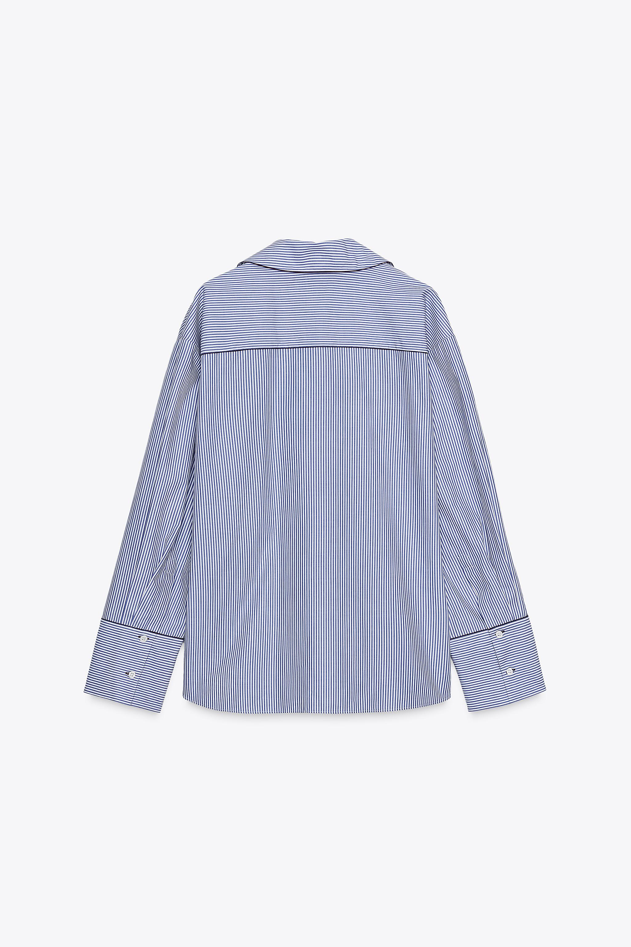 ZW COLLECTION CONTRAST TRIM SHIRT - Blue / White | ZARA Canada