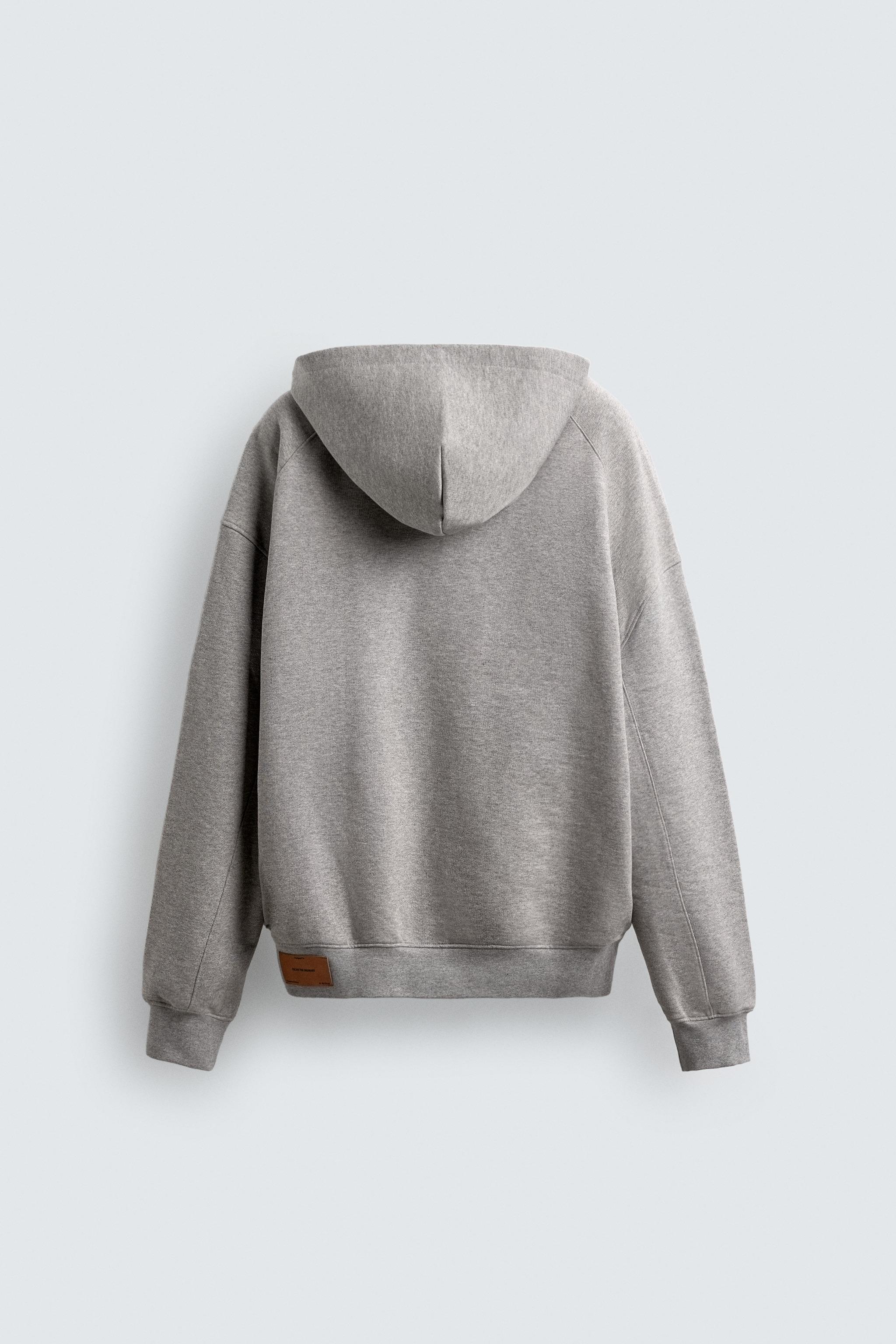 HOODED ZIP SWEATSHIRT WITH LABEL - Gray marl | ZARA United States