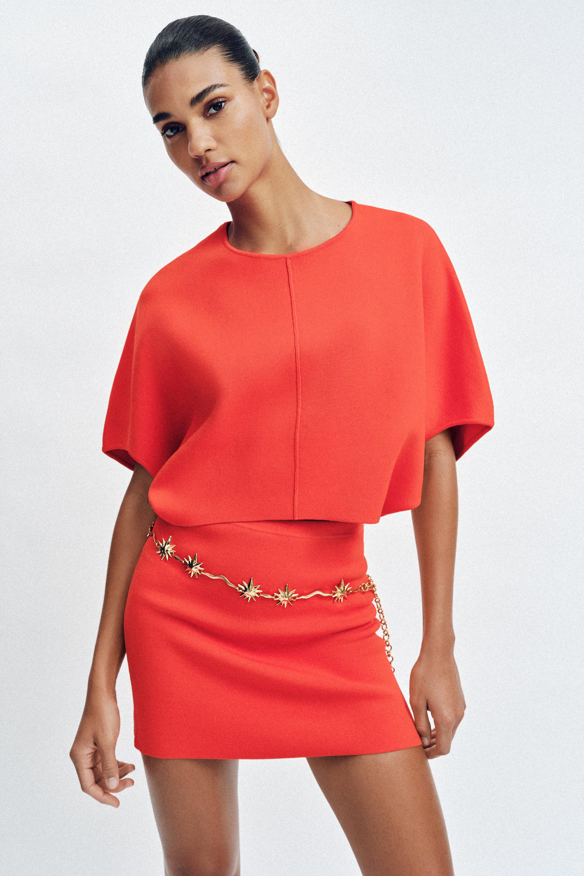SHORT KNIT TOP - Coral red | ZARA United States