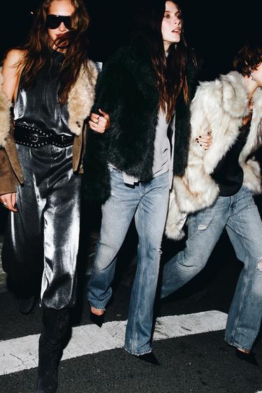 TRF RIPPED MID-WAIST STRAIGHT-LEG JEANS - Light blue by Zara