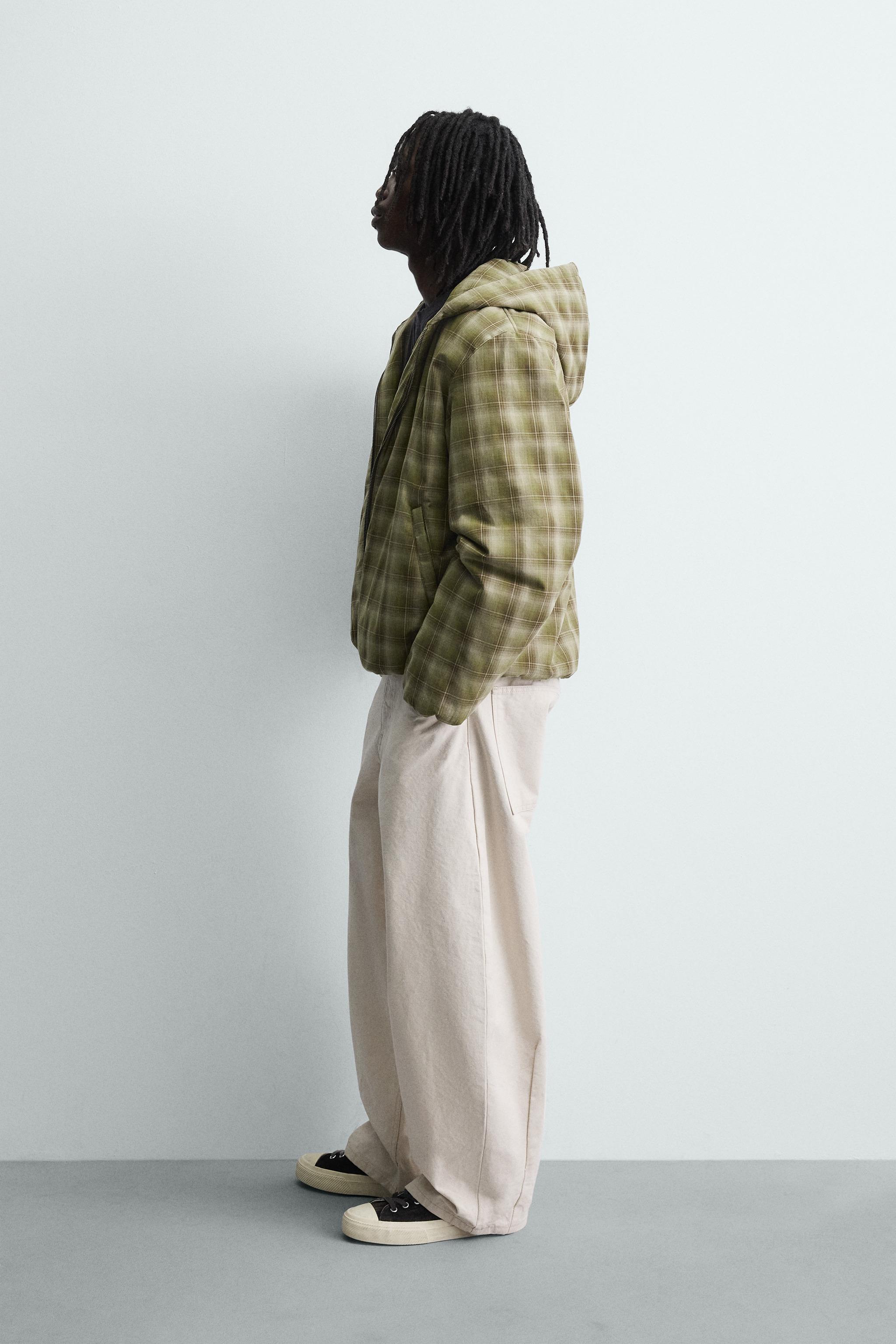 BLOUSON À CARREAUX AVEC CAPUCHE