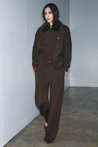 Zara FLOWY PANTS WITH DARTS ZW COLLECTION - Brown