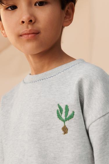 LIMITED EDITION EMBROIDERED SWEATSHIRT - Grey marl by Zara - Image 4