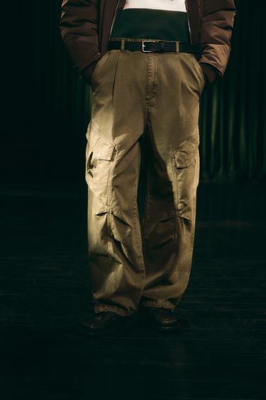 RELAXED FIT CARGO TROUSERS - Khaki by Zara