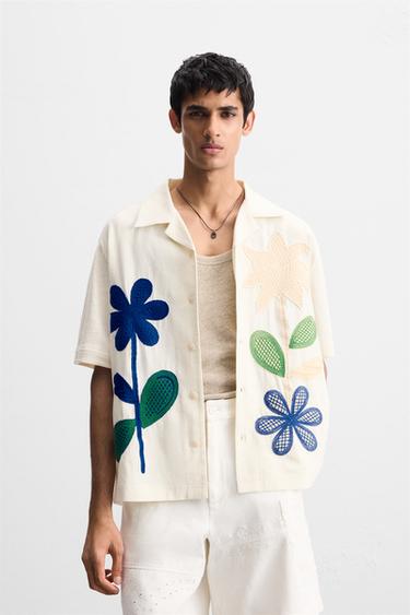 CONTRAST PATCH SHIRT - Oyster-white by Zara