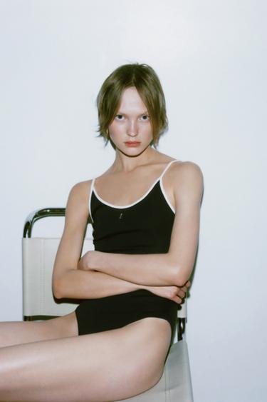 ZA STRAPPY BODYSUIT - Navy blue by Zara