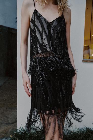 TOP FRANGES ET PAILLETTES - Noir de Zara - Image 3