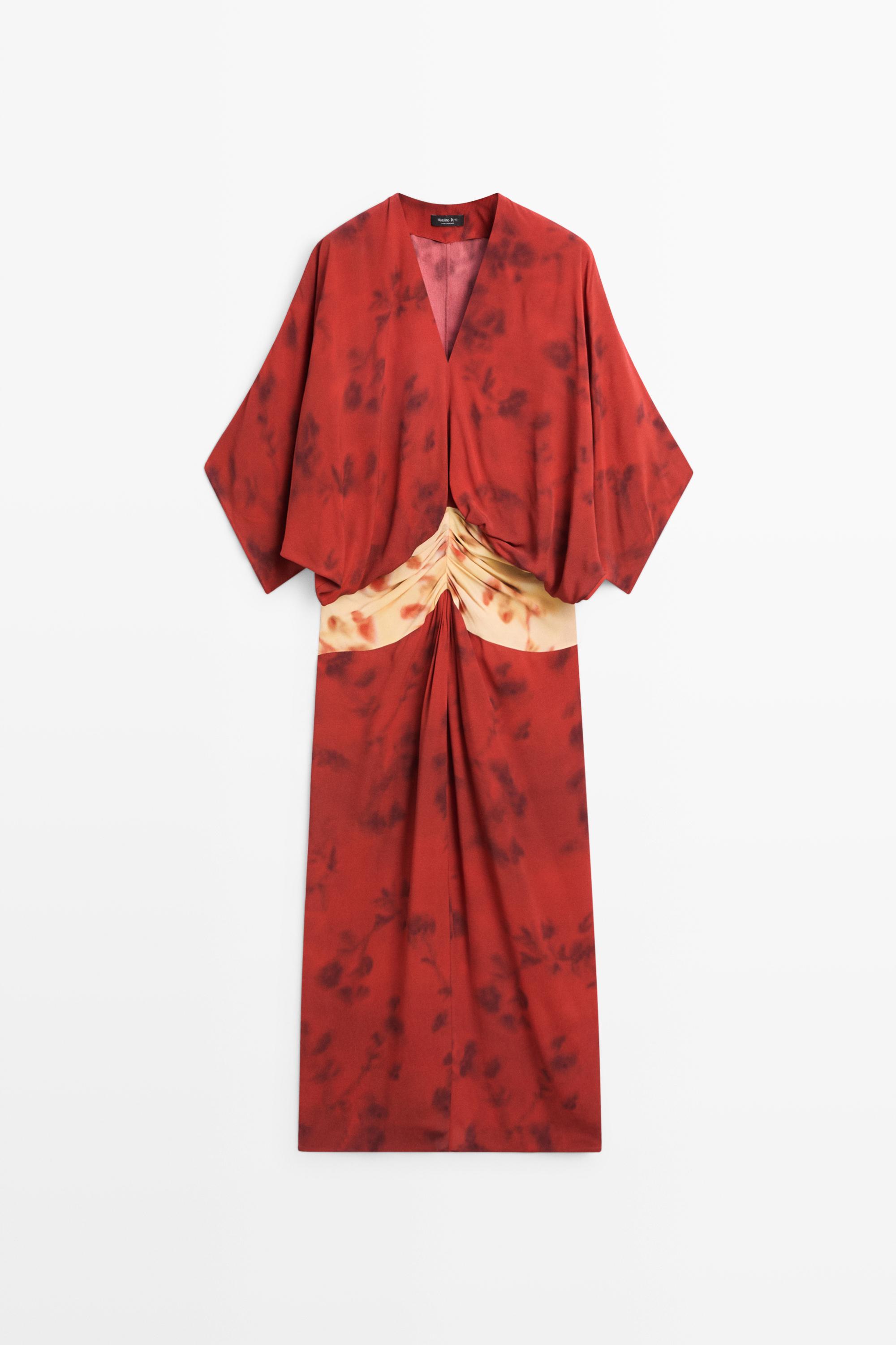 Robe fluide imprimée avec ceinture
