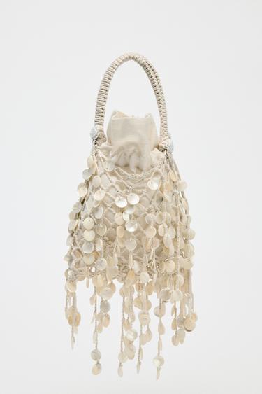 PEARLESCENT APPLIQUÉ HANDBAG - Light beige by Zara - Image 5