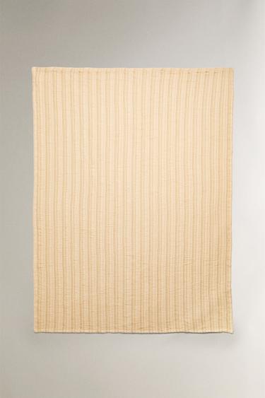 Zara COTTON MUSLIN BLANKET - Vanilla - Image 0