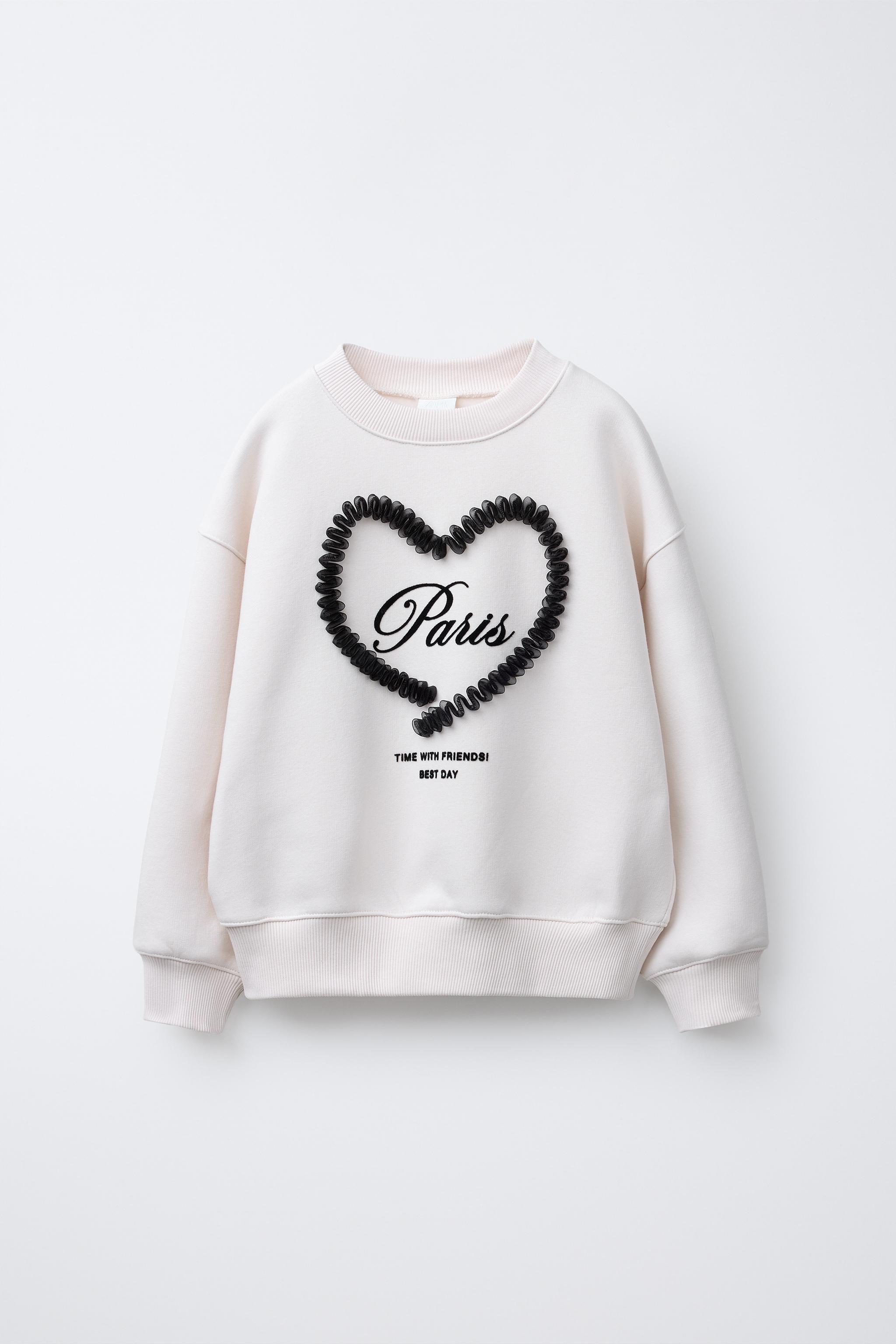 FLOCKED TULLE TEXT SWEATSHIRT