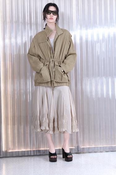 Zara 高領長版夾克 - 棕色 / 暗灰褐色