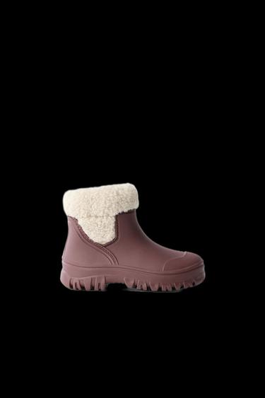 FAUX SHEARLING WELLIES - Burgundy Red by Zara - Image 0