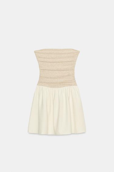 CONTRAST SHORT DRESS - Mid-ecru by Zara