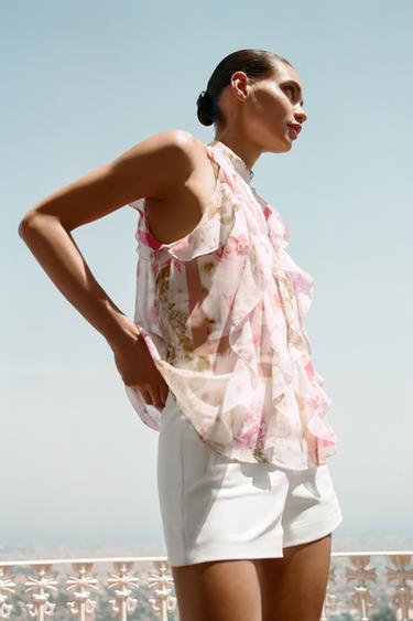 FLORAL PRINT RUFFLE TOP - Multicoloured by Zara