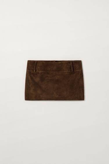 Zara SUEDE LEATHER SKIRT KATE MOSS X ZARA - Brown