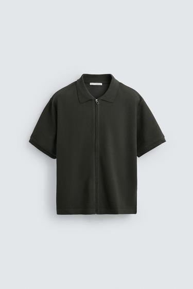 CHAQUETA ESTRUCTURA CREMALLERA - Verde oscuro de Zara