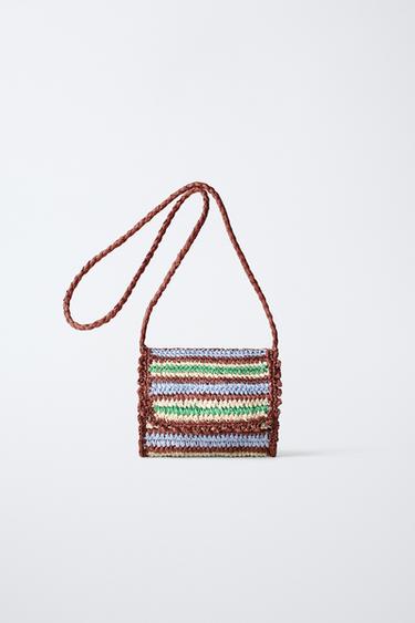 RAFFIA-EFFECT CROSSBODY BAG - Brown by Zara