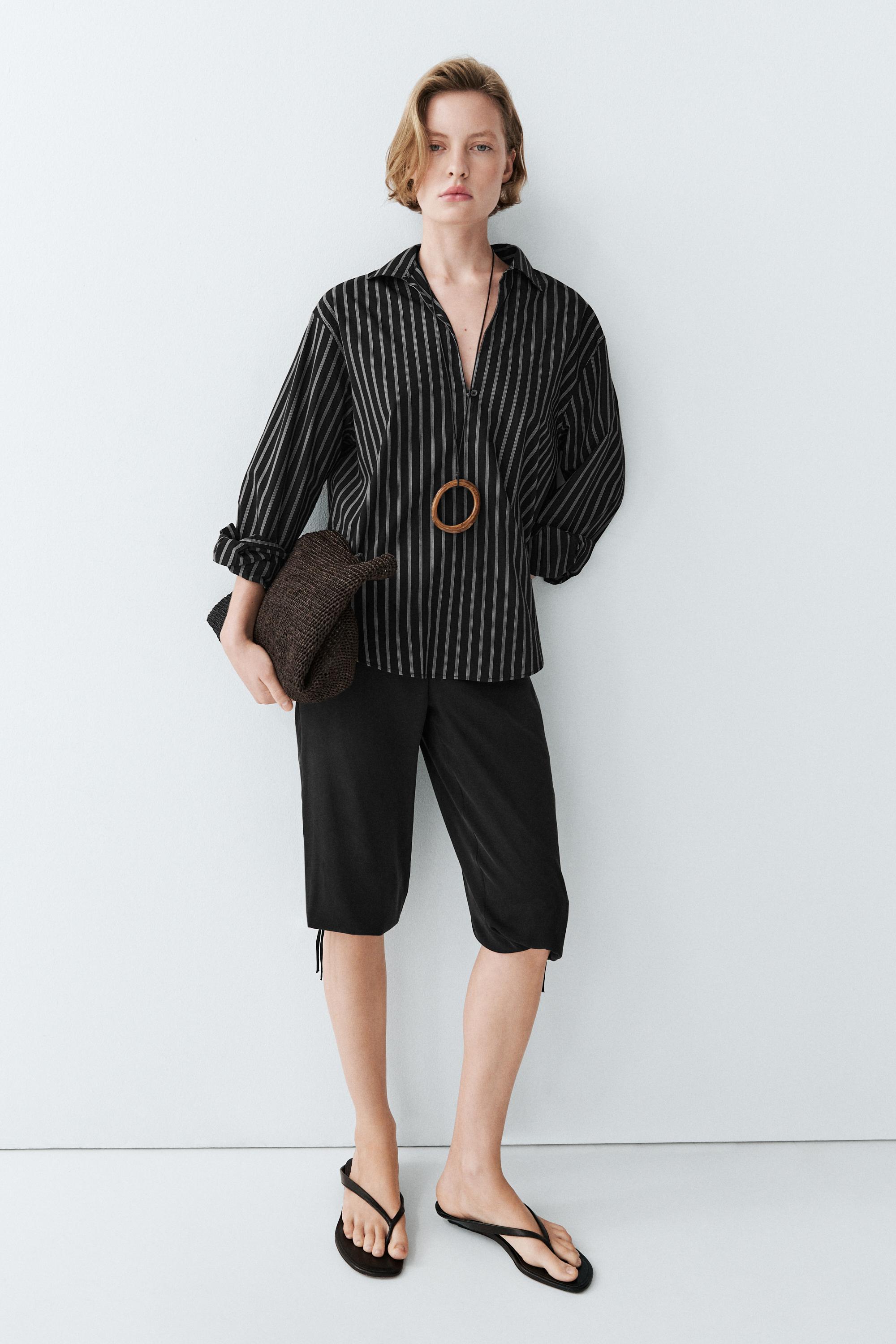 Striped cotton blend shirt