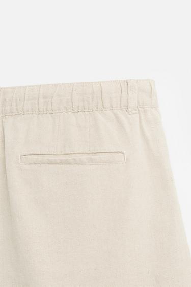 BERMUDA EN COTON ET LIN - Beige clair de Zara - Image 8