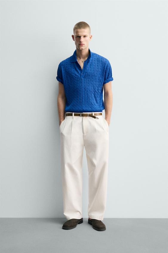 BRAIDED TEXTURED KNIT POLO from Zara - $59.90