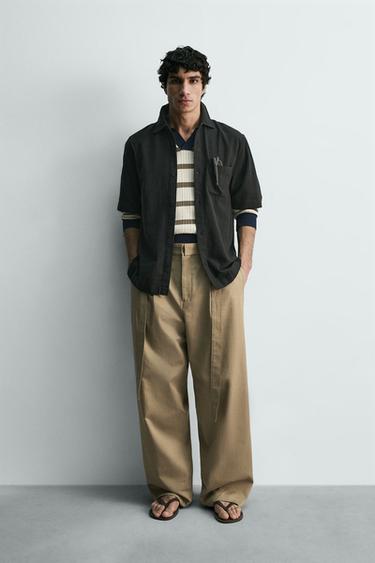 CHECK TEXTURE SHIRT - Black by Zara