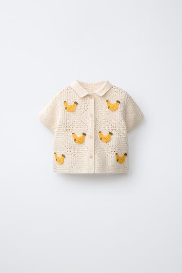 قميص كروشيه محاك بطبعة موز - خَام الخاص بـ Zara